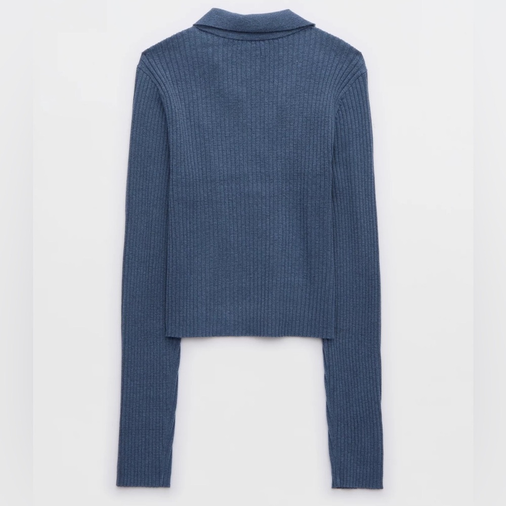 Aerie - Ribbed Gotta Jet Knit Top - Blue - Picture 4 of 6